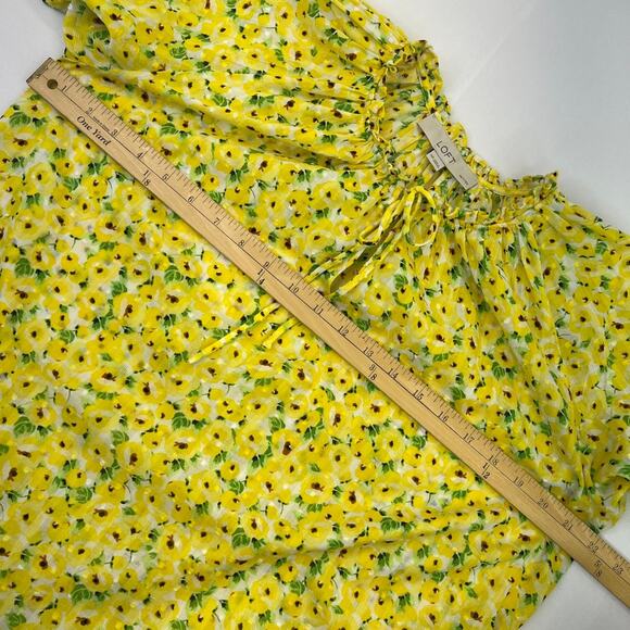 NWOT Loft Yellow Floral Cotton Peasant top Women's size Medium Petite - Picture 8 of 9
